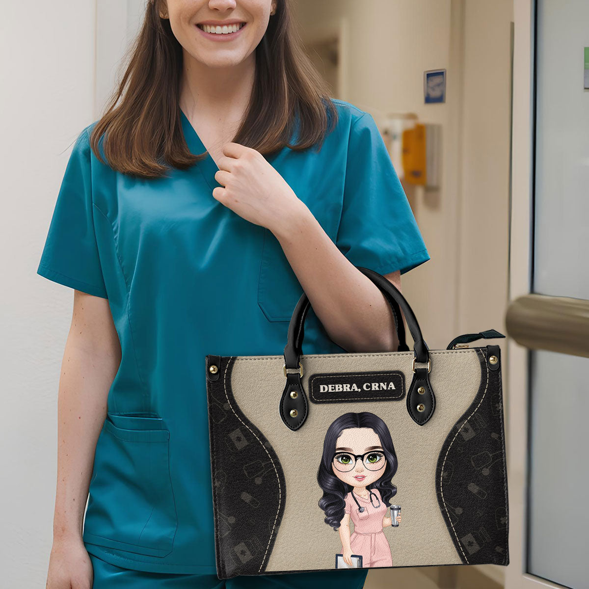 Glowy Nurse - Personalized Custom Leather Handbag