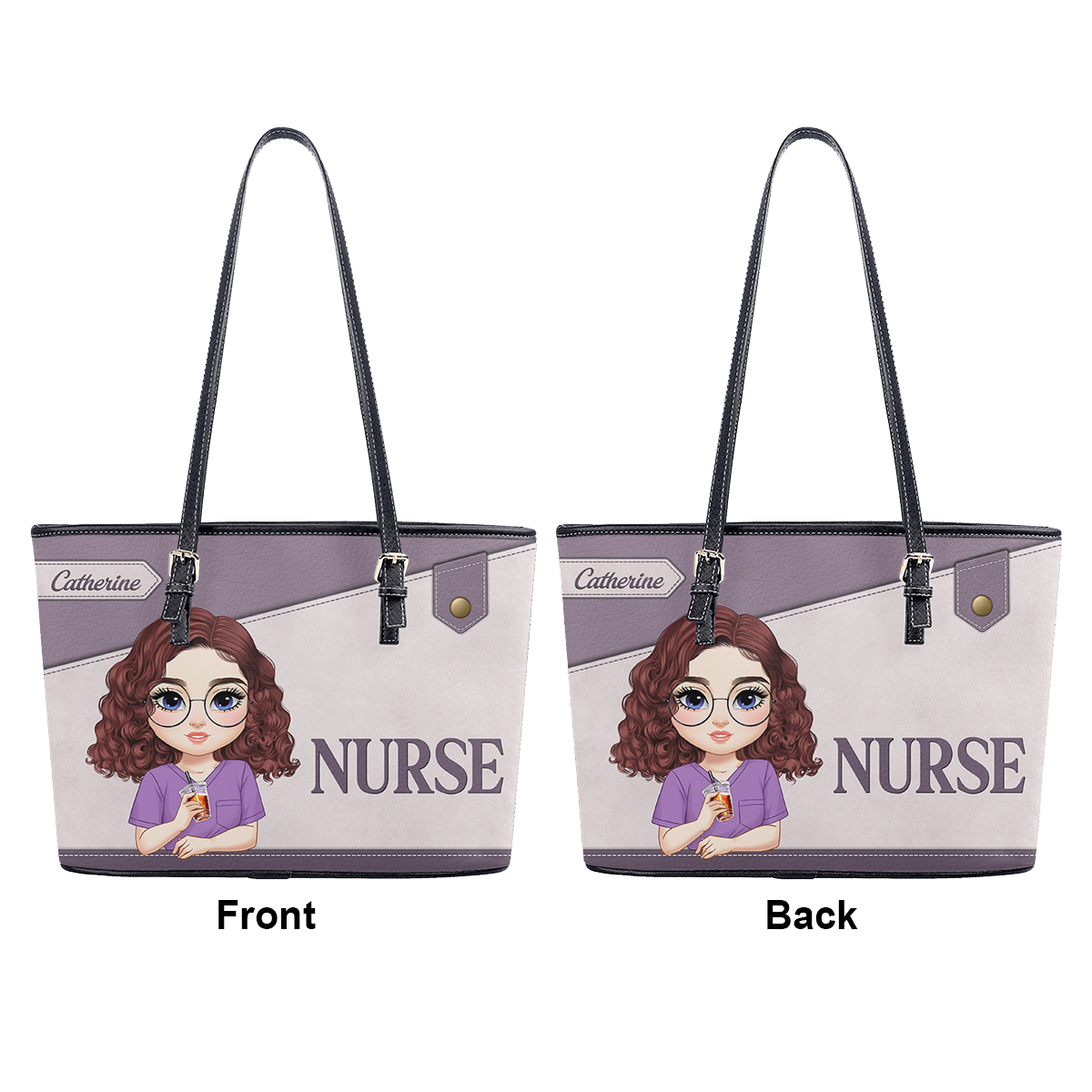 Diligent Nurse - Personalized Custom Nurse Leather Tote Bag