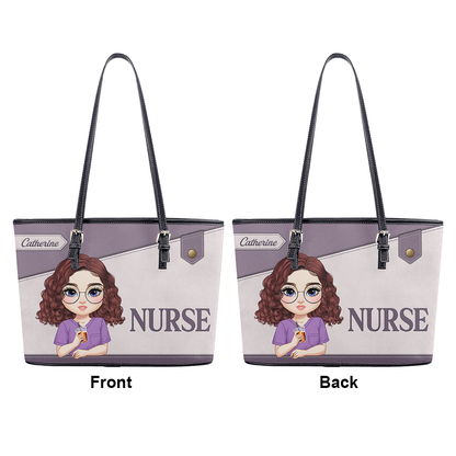 Diligent Nurse - Personalized Custom Nurse Leather Tote Bag