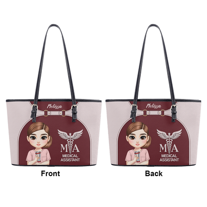 Nurse Harmony Life - Personalized Custom Nurse Leather Tote Bag