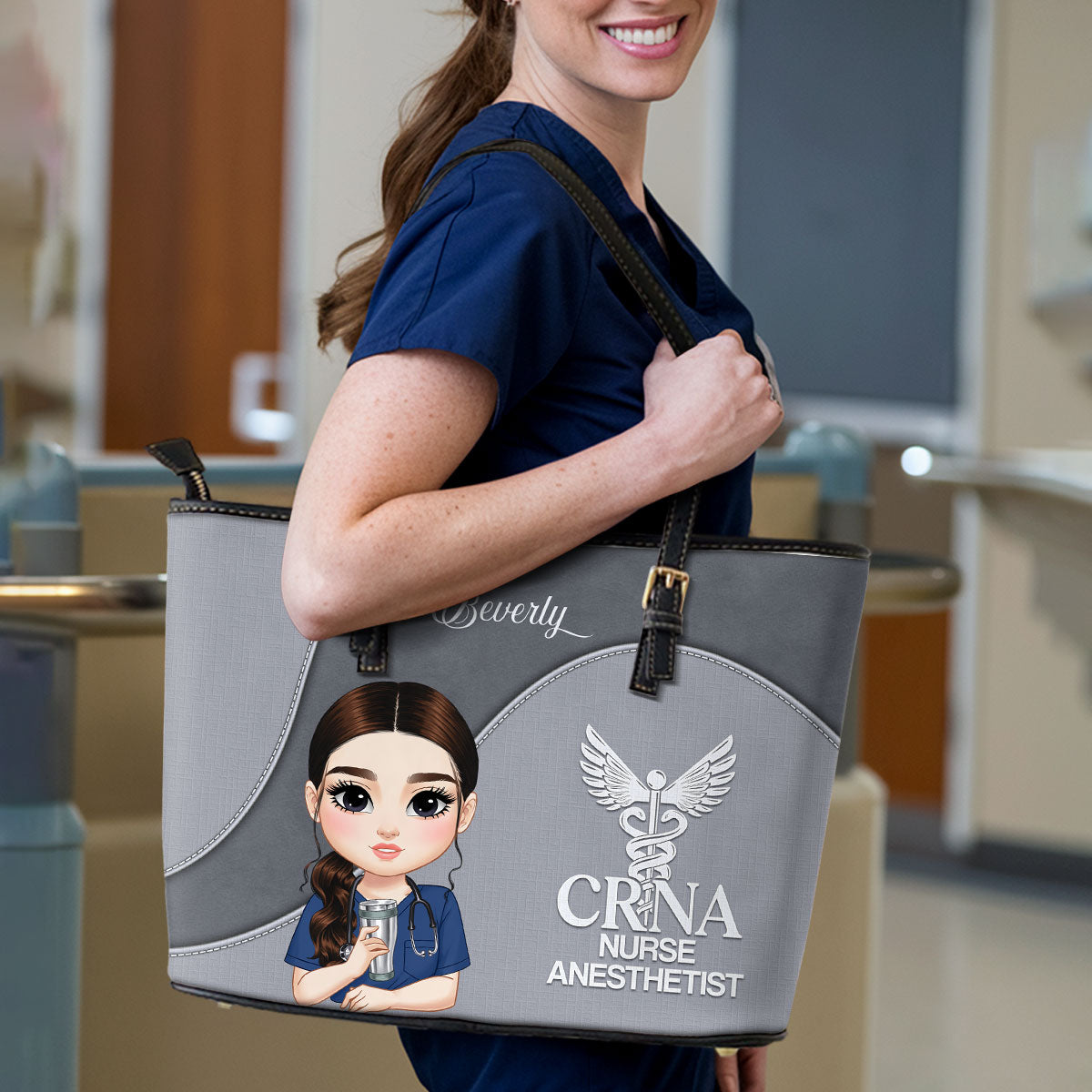Essential Nurse Life - Personalized Custom Nurse Leather Tote Bag