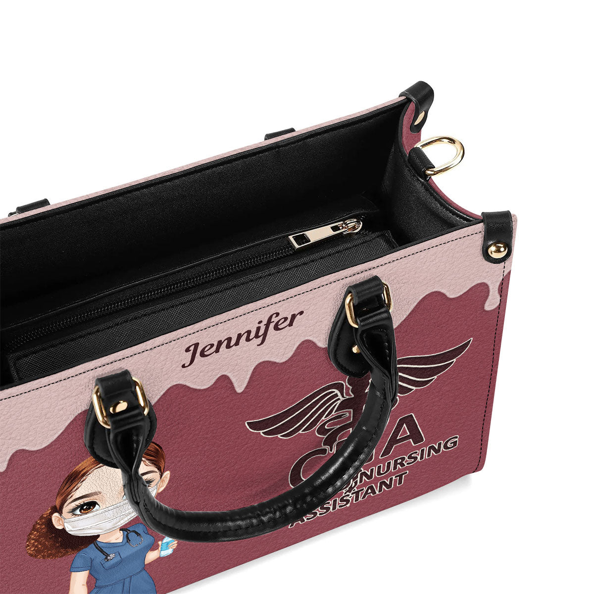 Kinda Awesome Nurse - Personalized Custom Leather Handbag