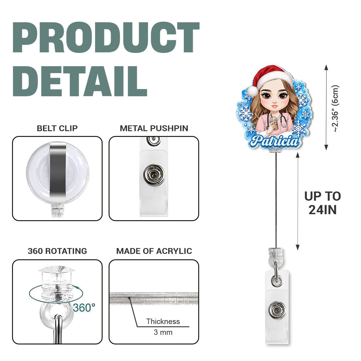 Festive Nurse Vibes - Personalized Nurse Badge Reel