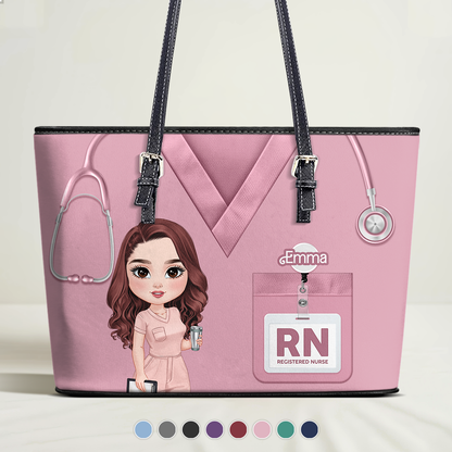 Real Nurse - Personalized Custom Nurse Leather Tote Bag