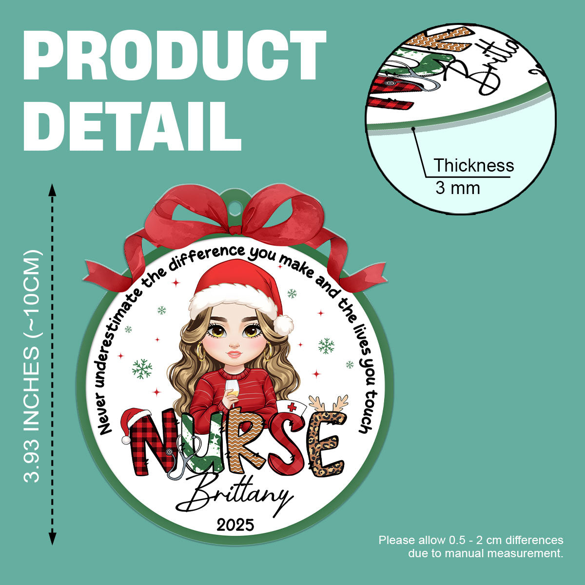 The Difference You Make - Personalized Nurse Acrylic Ornament