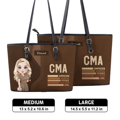Nurse Dedication - Personalized Custom Nurse Leather Tote Bag