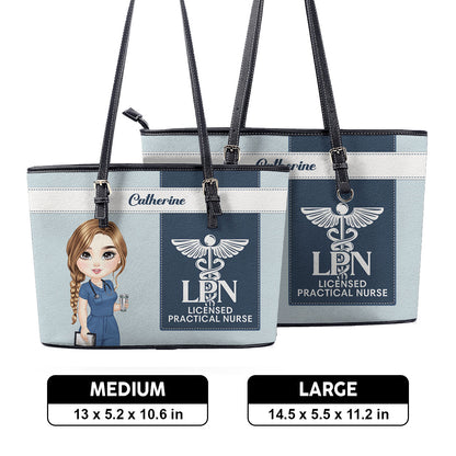 Aesthetic Nurse Style - Personalized Custom Nurse Leather Tote Bag