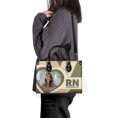 Nurse Heart Photo - Personalized Custom Leather Handbag