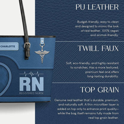 Nurse Basic Style - Personalized Custom Nurse Leather Tote Bag