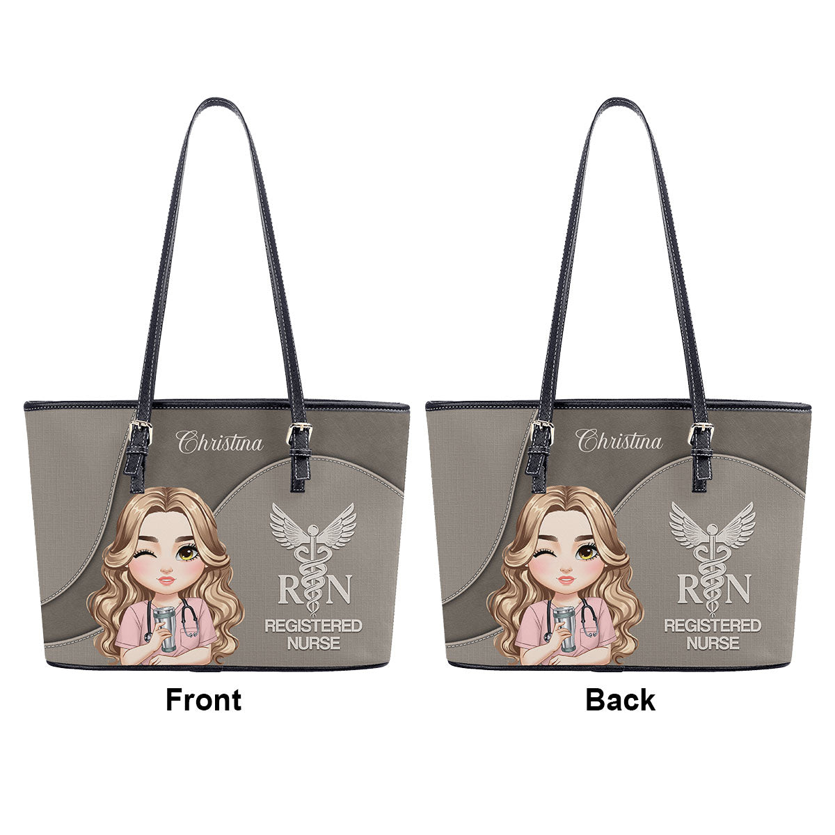 Essential Nurse Life - Personalized Custom Nurse Leather Tote Bag