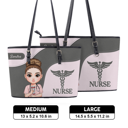 Passionate Nurse - Personalized Custom Nurse Leather Tote Bag