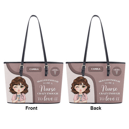 Skilled Nurse Energy - Personalized Custom Nurse Leather Tote Bag