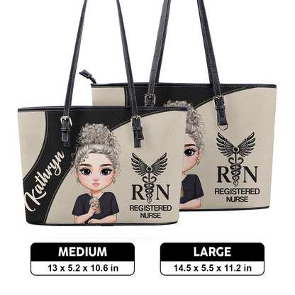 Charming Nurse - Personalized Custom Nurse Leather Tote Bag