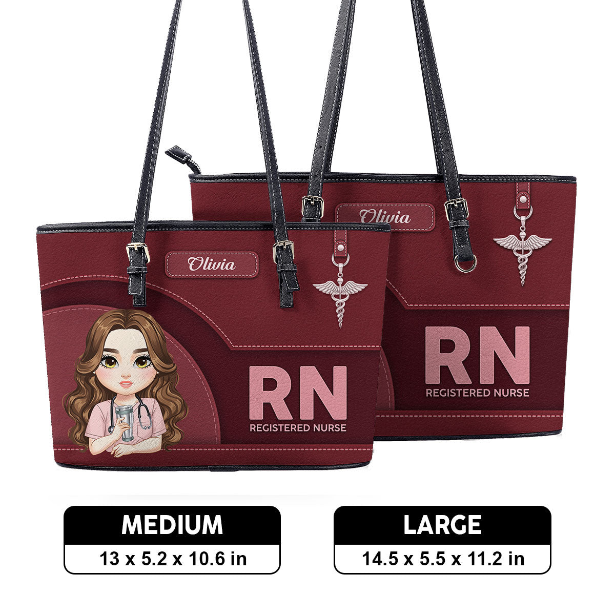 Nurse Classic - Personalized Custom Nurse Leather Tote Bag