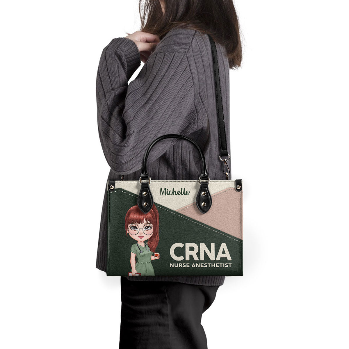 Regular Nurse But Cooler - Personalized Custom Leather Handbag