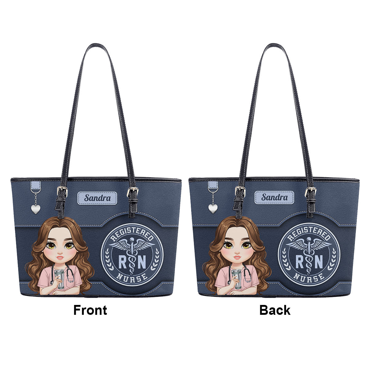 Classic Nurse Life - Personalized Custom Nurse Leather Tote Bag