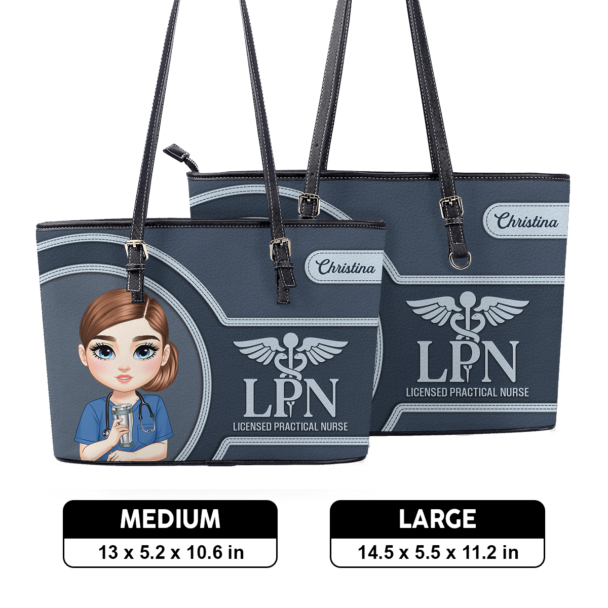Worlds Best Nurse - Personalized Custom Nurse Leather Tote Bag