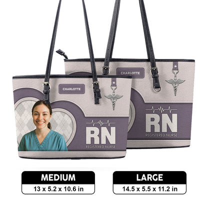 Nurse Basic Style Photo - Personalized Custom Nurse Leather Tote Bag