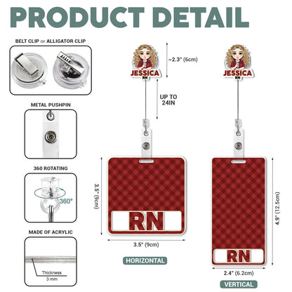 Nurse Red Plaid - Personalized Nurse Badge Reel & Buddy Set