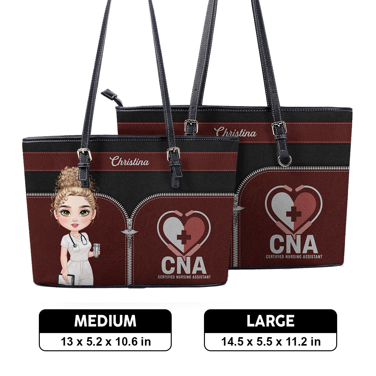 Nurse Heart Medical - Personalized Custom Nurse Leather Tote Bag