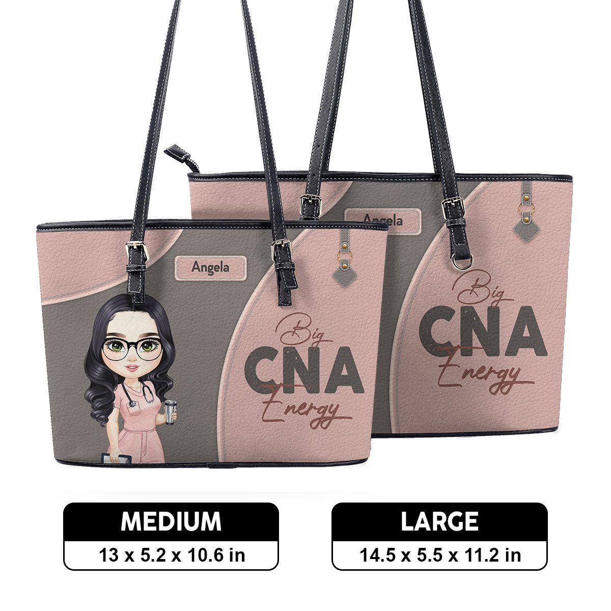 This Nurse Energy - Personalized Custom Nurse Leather Tote Bag