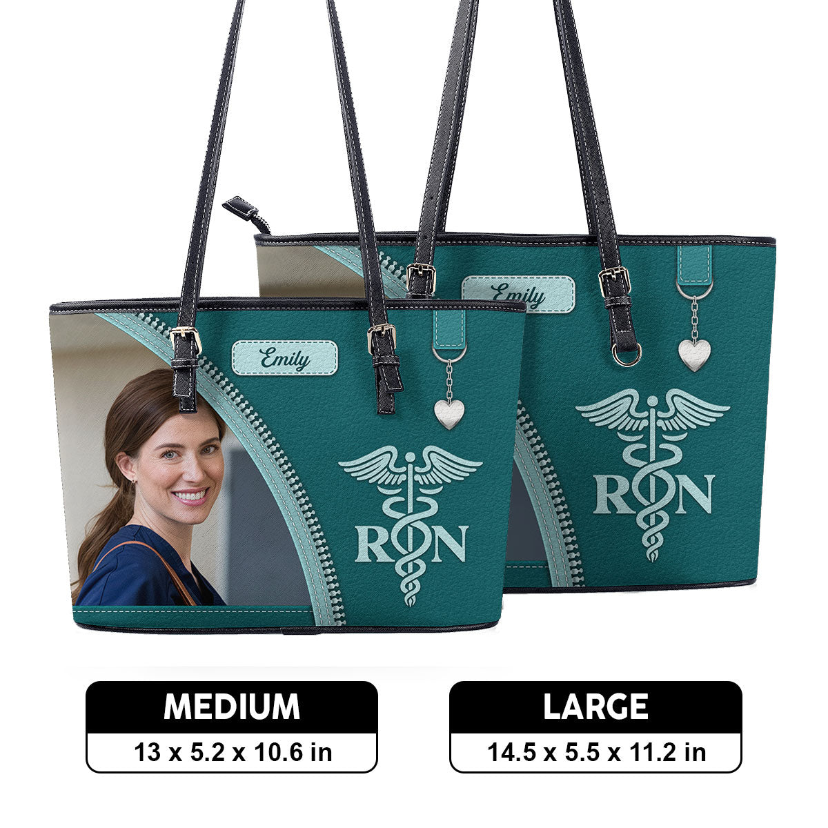 Simple Nurse Life Photo - Personalized Custom Nurse Leather Tote Bag