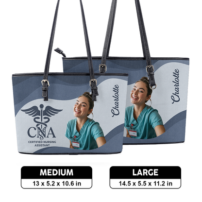 Iconic Nurse Life Photo - Personalized Custom Nurse Leather Tote Bag