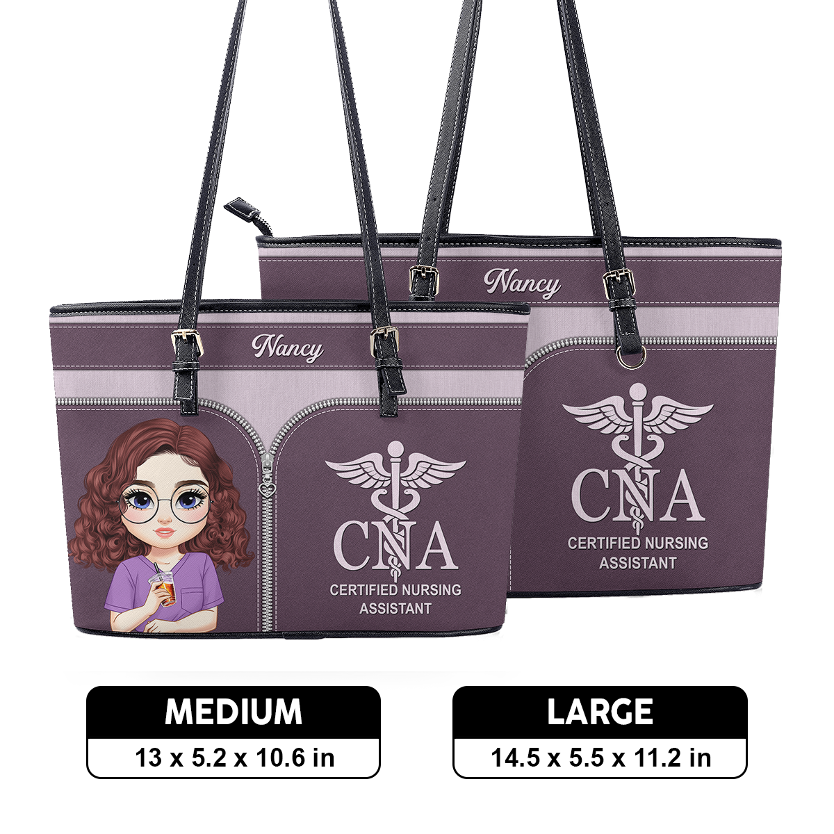 Nurse Graceful Soul - Personalized Custom Nurse Leather Tote Bag