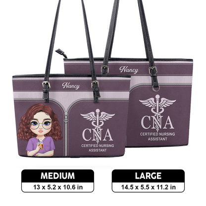 Nurse Graceful Soul - Personalized Custom Nurse Leather Tote Bag