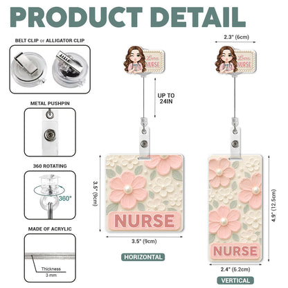 Nursing With Flowers - Personalized Nurse Badge Reel & Buddy Set