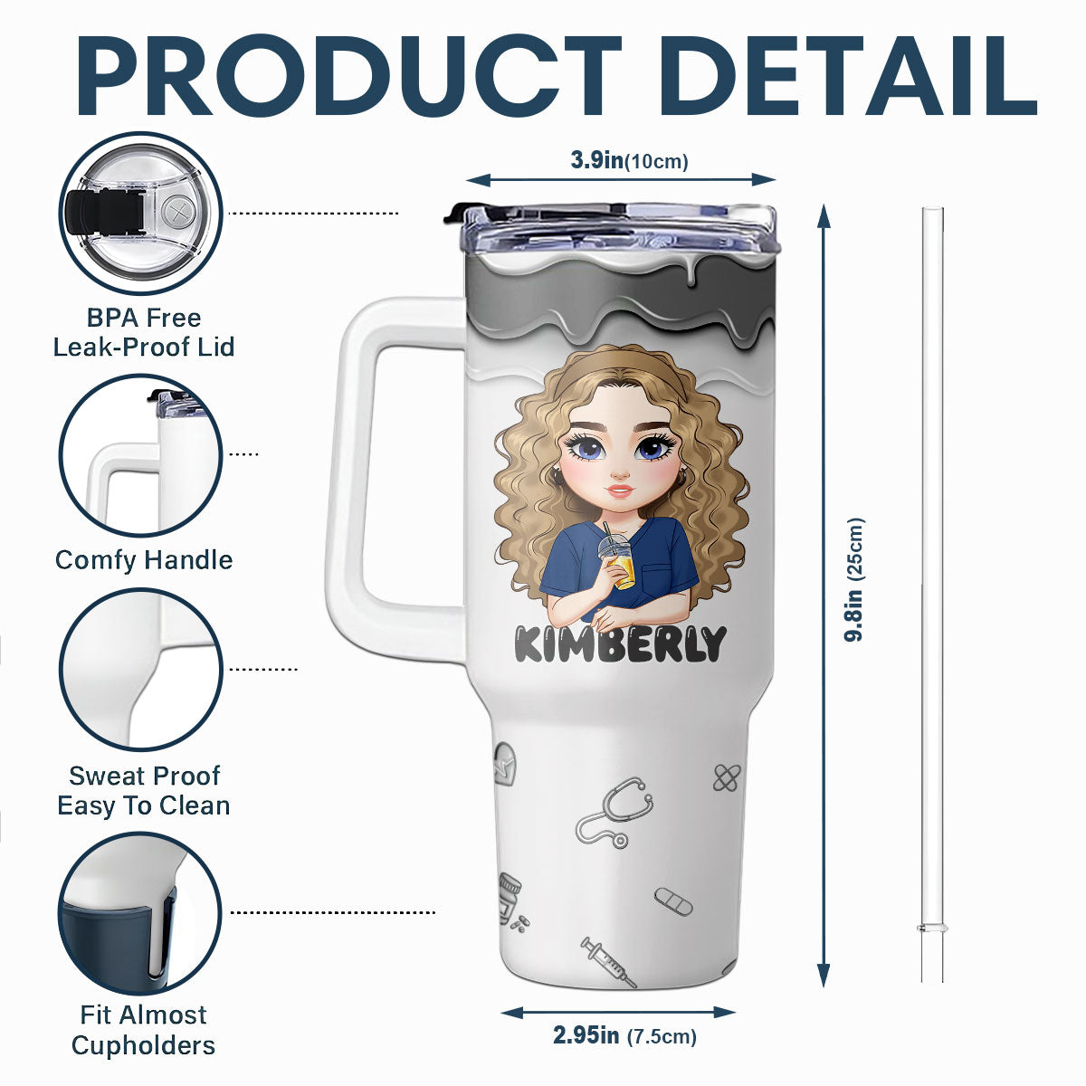 Sweet Nurse Life - Personalized Nurse 40oz Tumbler With Handle