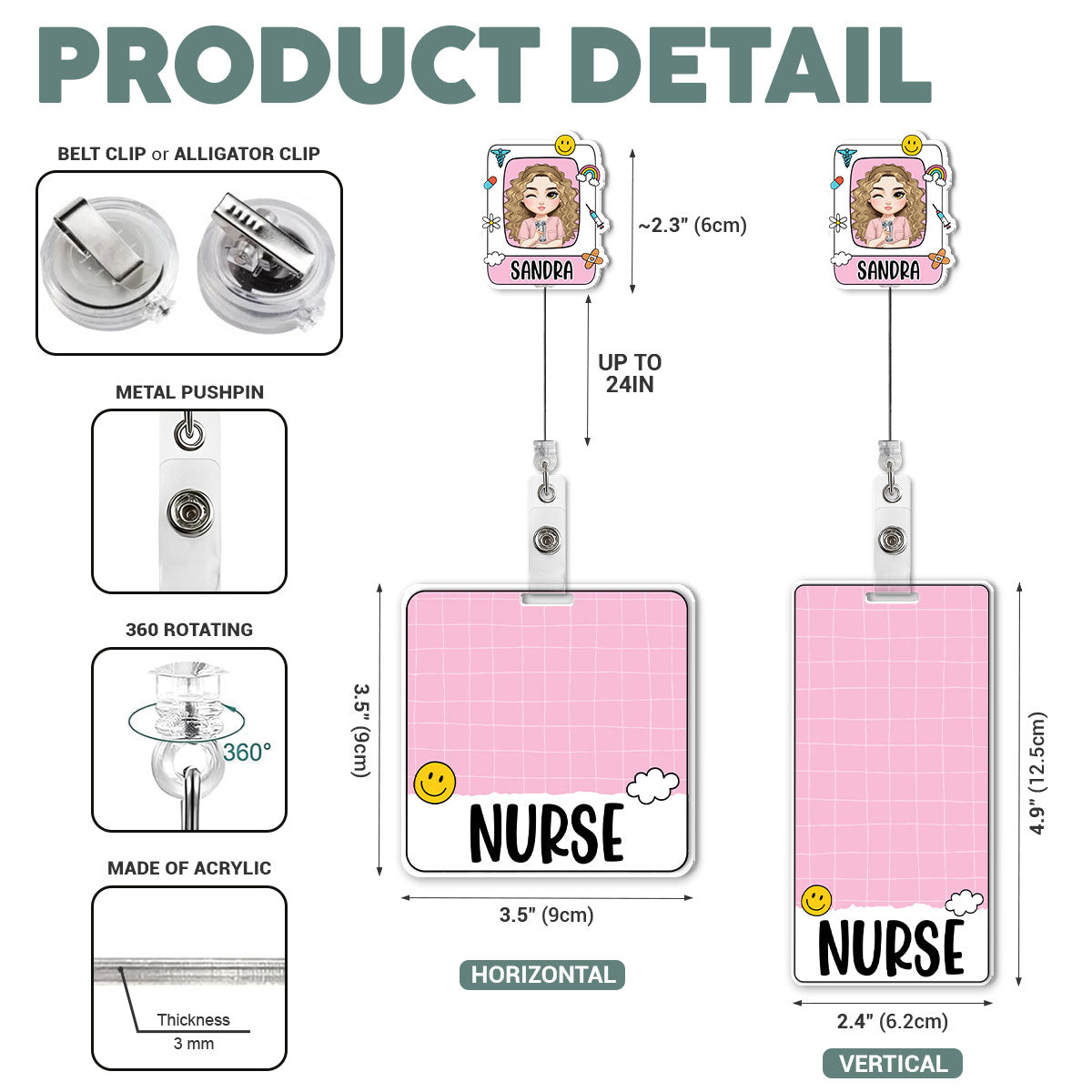 Cute Nurse - Personalized Nurse Badge Reel & Buddy Set