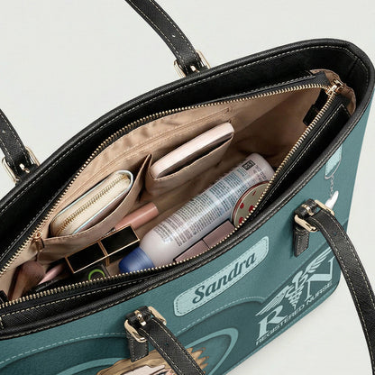 Nurse With Beautiful Heart - Personalized Custom Nurse Leather Tote Bag