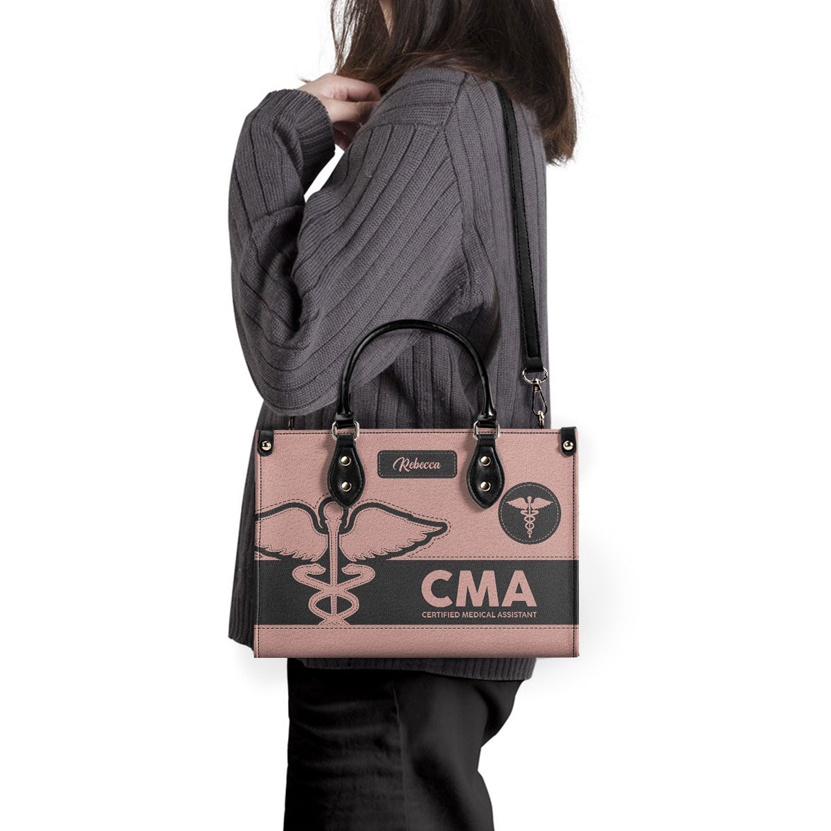 Neutral Style Nurse - Personalized Custom Leather Handbag