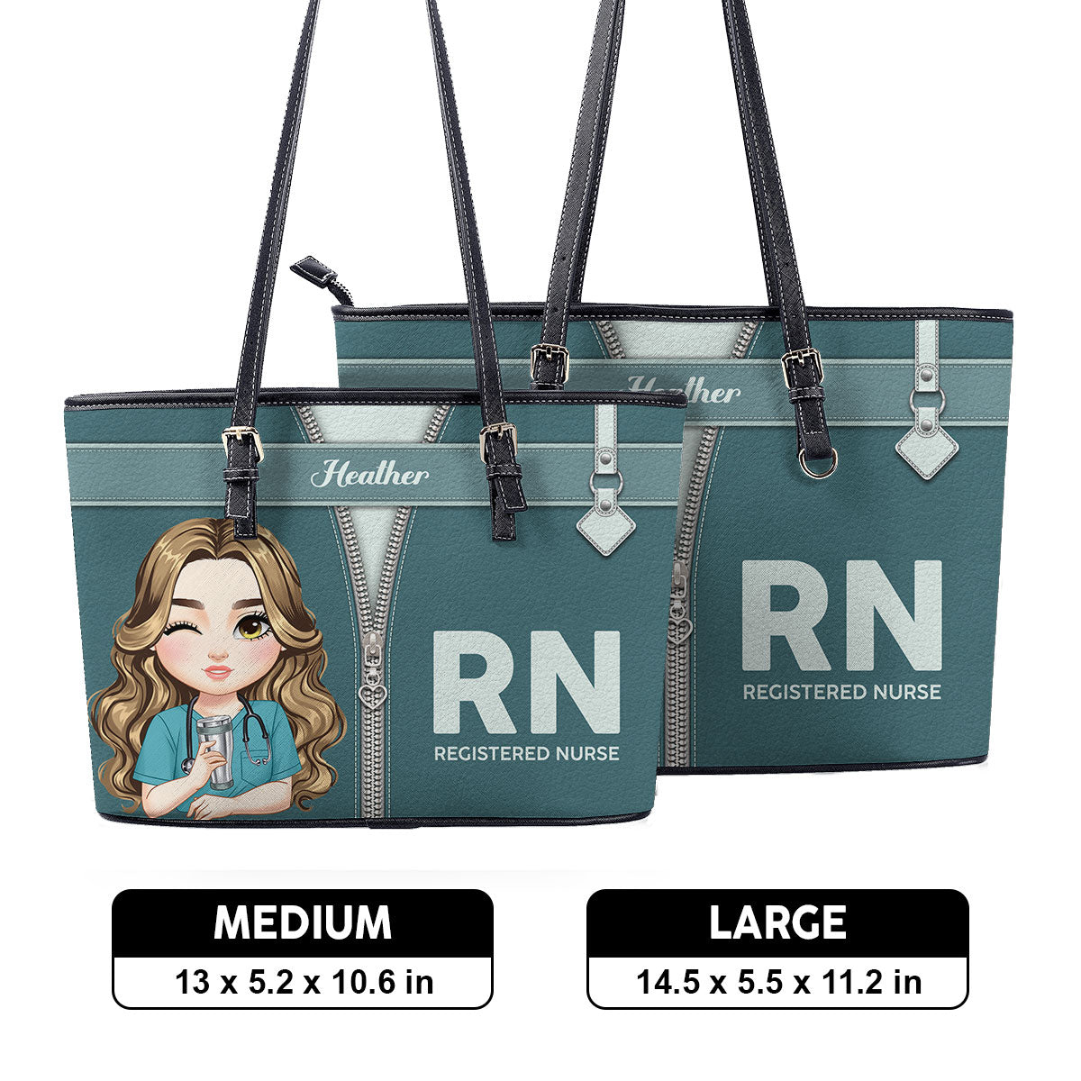 As A Nurse - Personalized Custom Nurse Leather Tote Bag