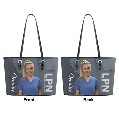 Refined Nurse Life Photo - Personalized Custom Nurse Leather Tote Bag