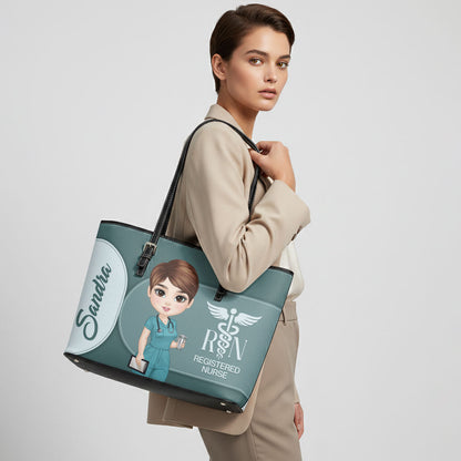 Gracefully Nursing - Personalized Custom Nurse Leather Tote Bag
