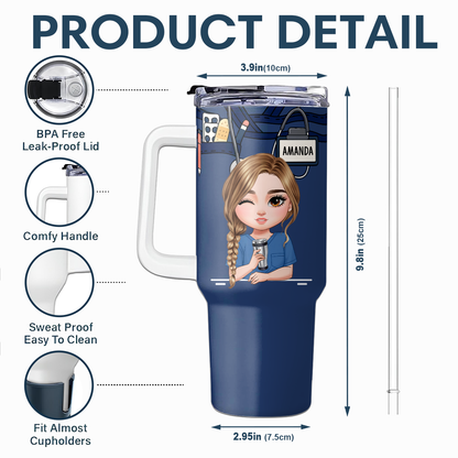 Heart Work - Personalized Nurse 40oz Tumbler With Handle