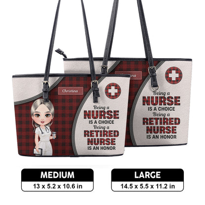 Be A Retired Nurse - Personalized Custom Nurse Leather Tote Bag