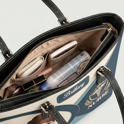 Nurse Logo - Personalized Custom Nurse Leather Tote Bag