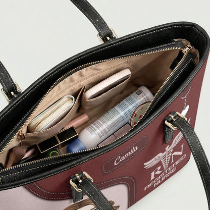 Graceful Nurse Style - Personalized Custom Nurse Leather Tote Bag