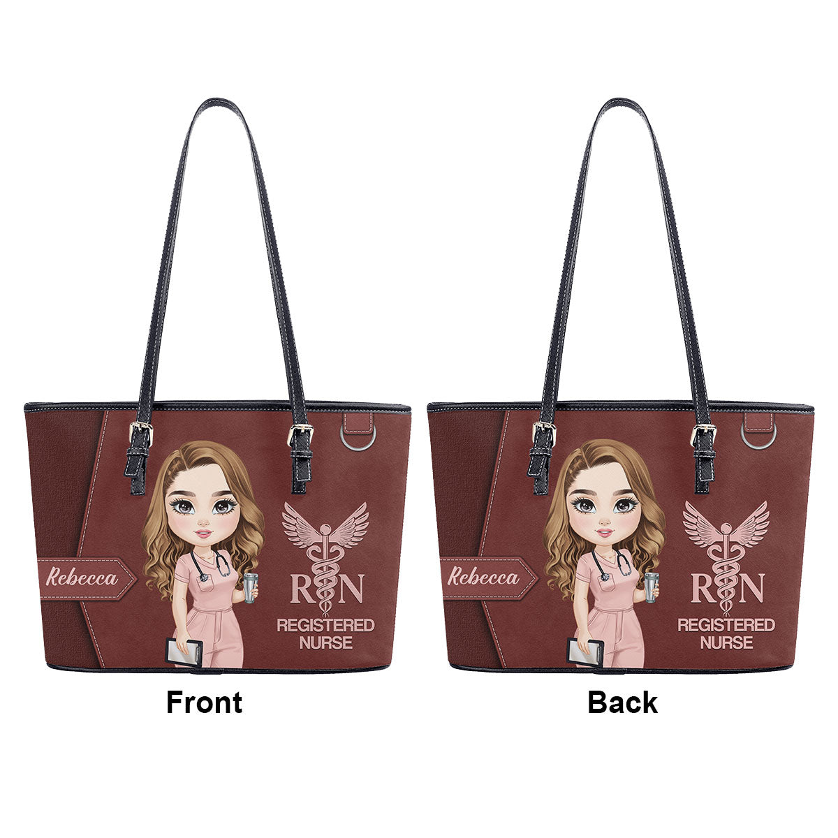 Devoted Nurse Life - Personalized Custom Nurse Leather Tote Bag
