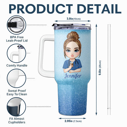 Glitter Nurse With Love - Personalized Nurse 40oz Tumbler With Handle
