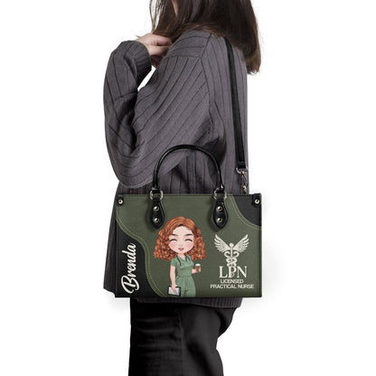 Nurse With Love - Personalized Custom Leather Handbag