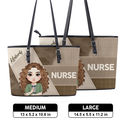 Lovely Smart Nurse - Personalized Custom Nurse Leather Tote Bag