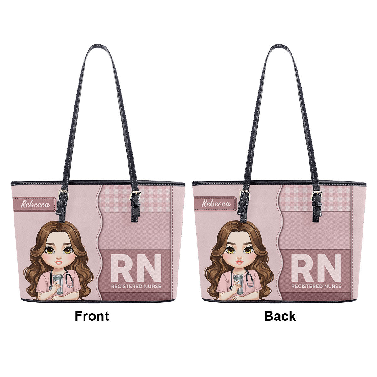Sweet Nurse Girl - Personalized Custom Nurse Leather Tote Bag