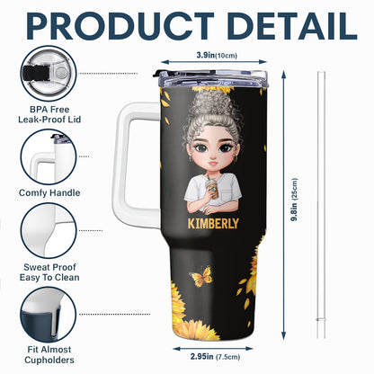 Sunflower Nurse - Personalized Nurse 40oz Tumbler With Handle