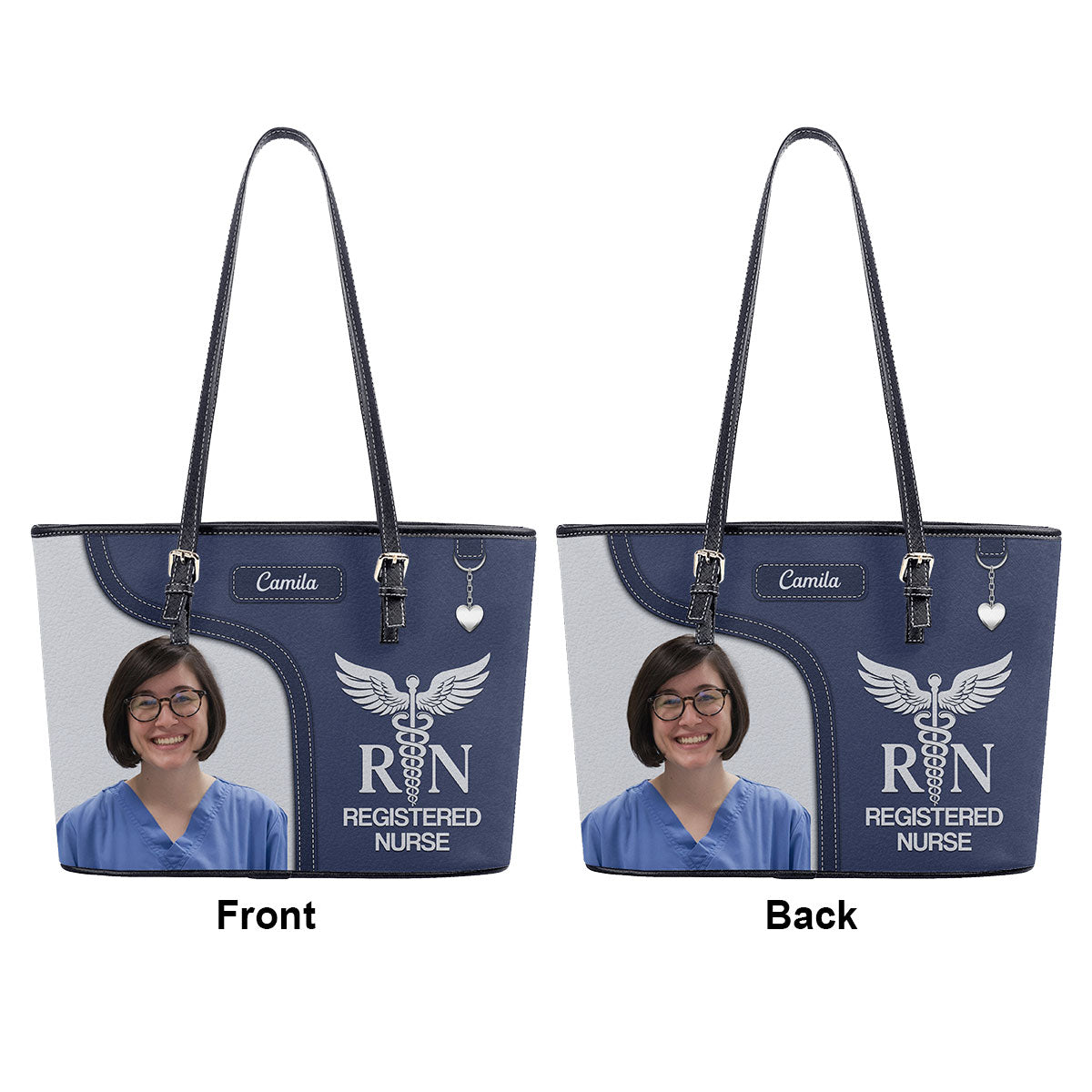 Graceful Nurse Style Photo - Personalized Custom Nurse Leather Tote Bag