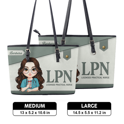 Diligent Nurse - Personalized Custom Nurse Leather Tote Bag