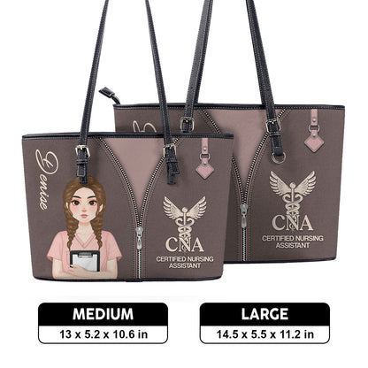 Nurse Modern Style - Personalized Custom Nurse Leather Tote Bag